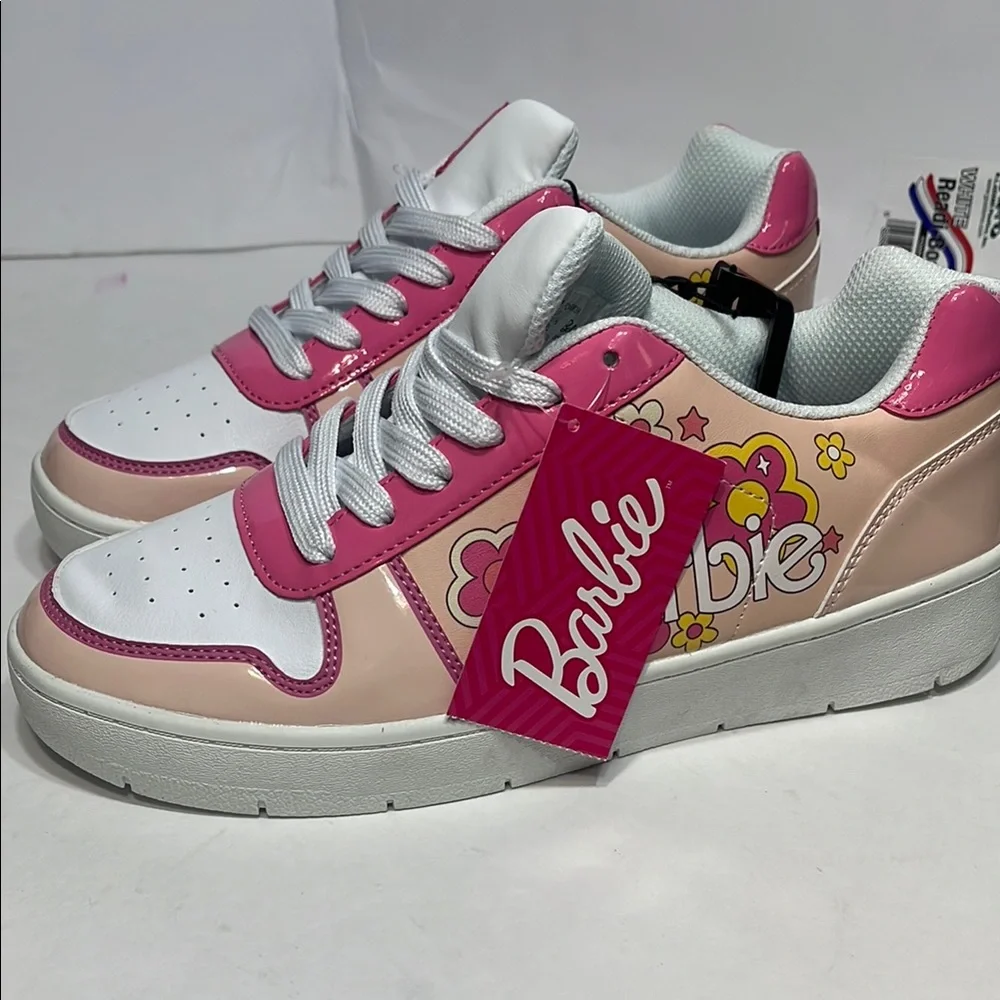 Barbie Pink and White Floral Sneakers - Picture 1 of 15